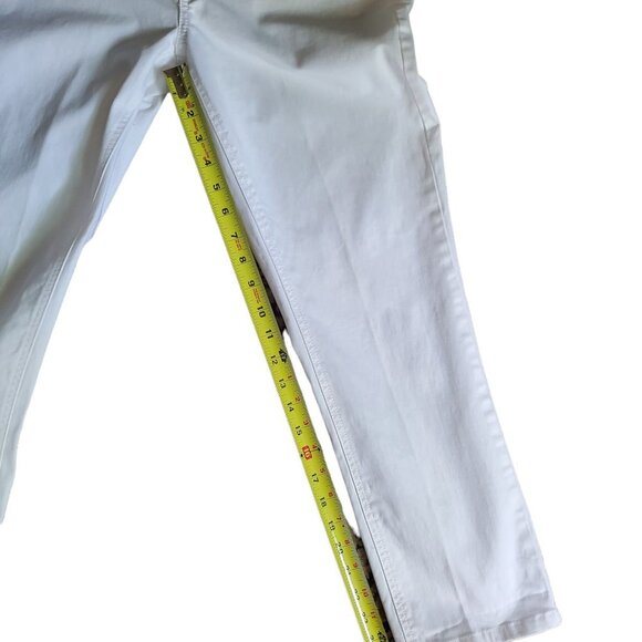 Cynthia Rowley Ankle Cropped White Pants Cotton Tencel Blend with Gold Hardware - Picture 11 of 11